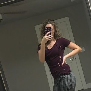 Maroon distressed t-shirt